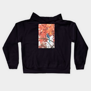 Autumnal Maple with Blue Jay Kids Hoodie